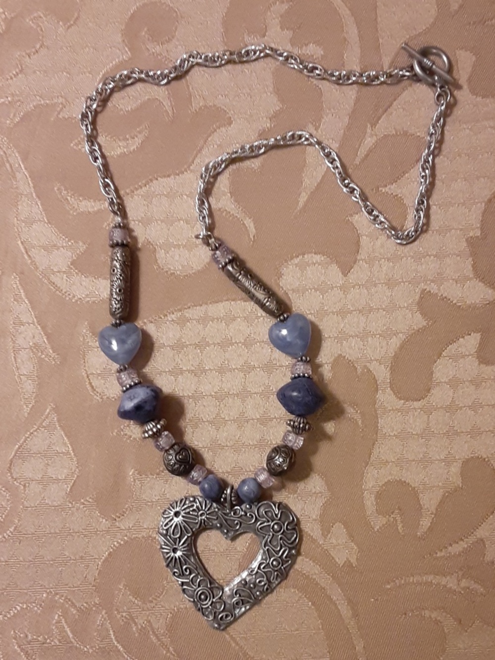Heart Shaped Pendant & Beaded Necklace